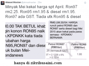 harga minyak, harga minyak ron 95 97 diesel sama ,
