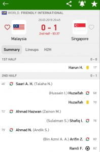 Keputusan Malaysia vs singpura