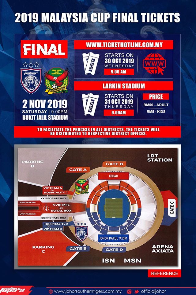 tiket jdt piala malaysia, 