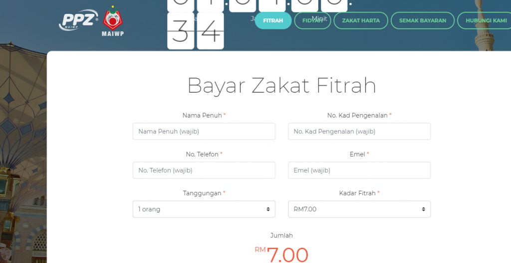 cara bayar zakat fitrah kl 