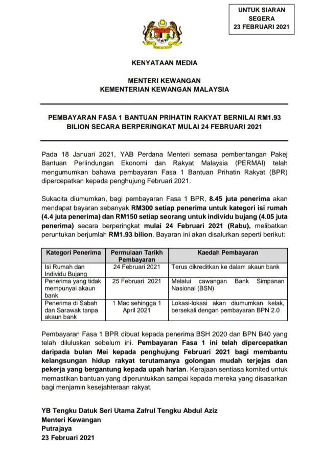 bpr menteri kewangan