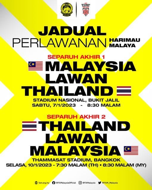 JADUAL SEPARUH AKHIR PIALA AFF 2022