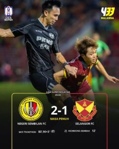 Keputusan penuh Negeri sembilan vs Selangor 24.8 l. 2025